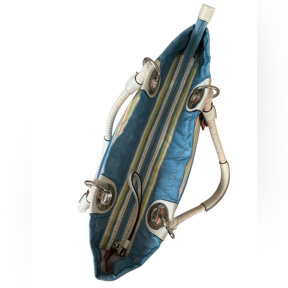 Coach Rope Beach Nylon Shoulder Bag Multicolor Striped Tote Bag F16624 - Picture 5 of 9